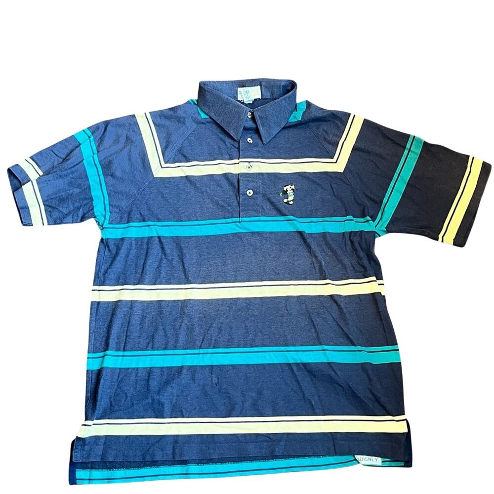 Izod Club Mickey Mouse Polo Shirt Disney Golf Stripes Vintage Y2K Preppy XL